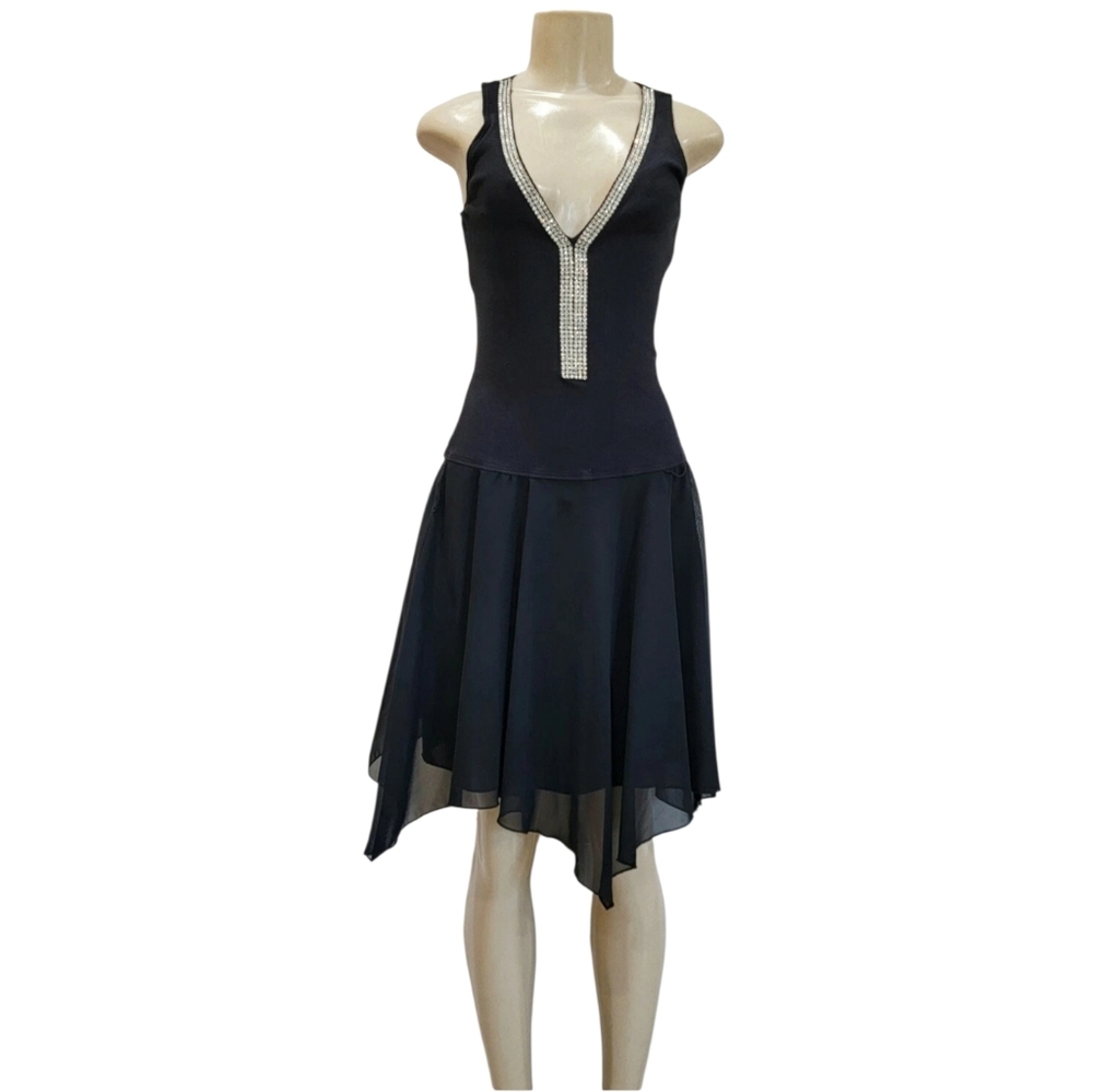 NWT ABS Allen Schwartz Evening Dress with Diamond Embellished Sleeveless Sz S